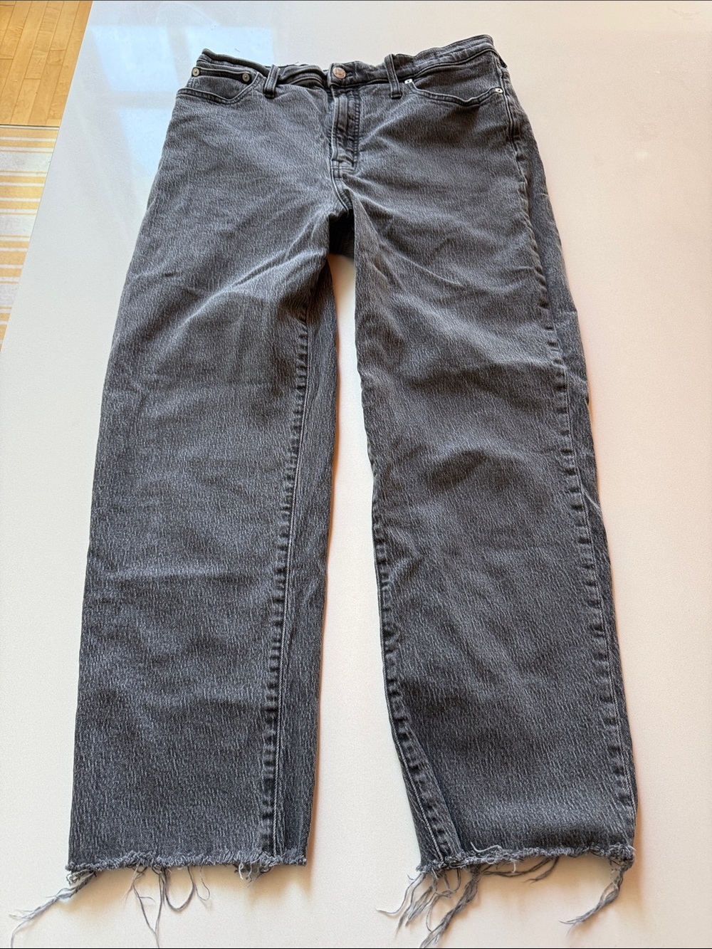 Madewell The Perfect Vintage Cropped Straight-Leg Jeans, Acid Black, Size 31
